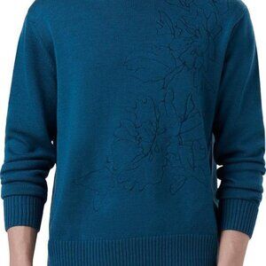 Bugatchi Embroidered Merino Wool Crewneck Sweater XXL Cobalt
